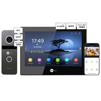 Комплект відеодомофону Neolight ALPHA Hybrid Black + SOLO IPW Graphite с уголком, PoE адаптер для вызовной панели