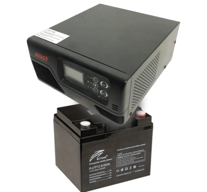 Комплект ДБЖ + АКБ MUST EP20-R1000W + R-LFP12.8V50AH купити.