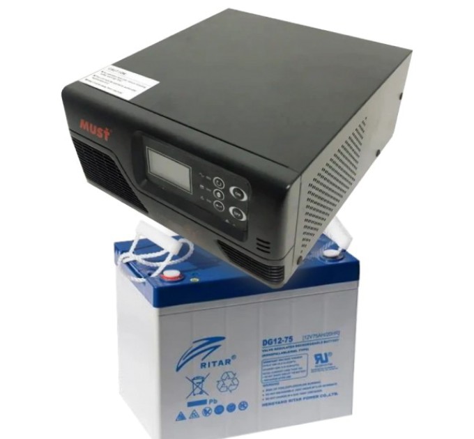 Комплект ДБЖ + АКБ MUST EP20-R600W + 12V 75Ah DG12-75 купити.