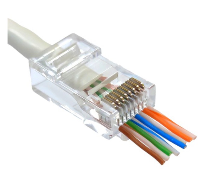 Конектор з наскрізними отворами Kingda UTP RJ45 кат. 6 (100шт.)