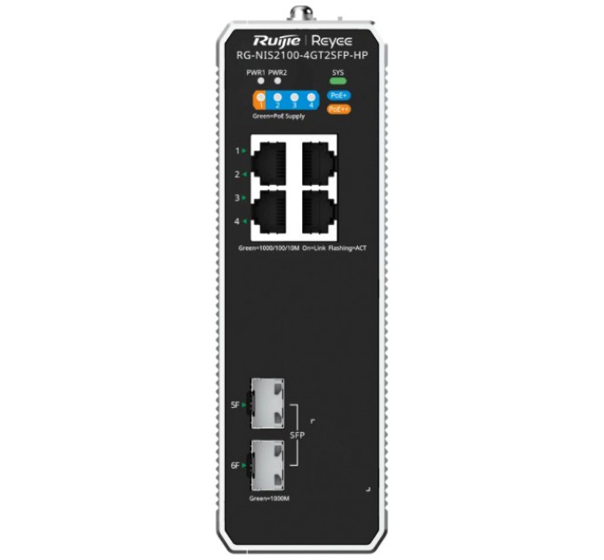 Комутатор 4 порти керований Ruijie Reyee RG-NIS2100-4GT2SFP-HP PoE++ купити.