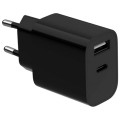 Мережевий зарядний пристрій Gembird TA-UC-2AC12-01-BK 1xUSB-A+1xUSB-C 5V/2.4A 12W