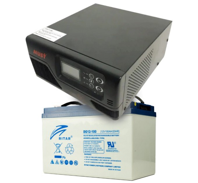 Комплект ДБЖ + АКБ MUST EP20-R1000W + 12V 100Ah DG12-100 купити.