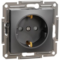 Розетка із заземленням та шторками антрацит Schneider Electric Asfora EPH2900271