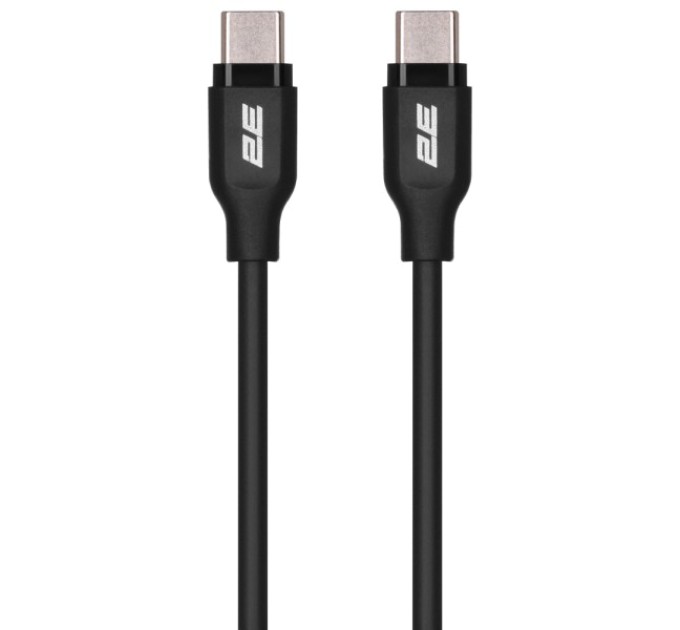 Кабель заряджання/синхронізації 1м 60Вт чорний 2E Type-C Glow USB-C > USB-C