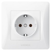 Розетка біла 1 пост з заземленням VIDEX BINERA (VF-BNSK1G-W) (20/120)