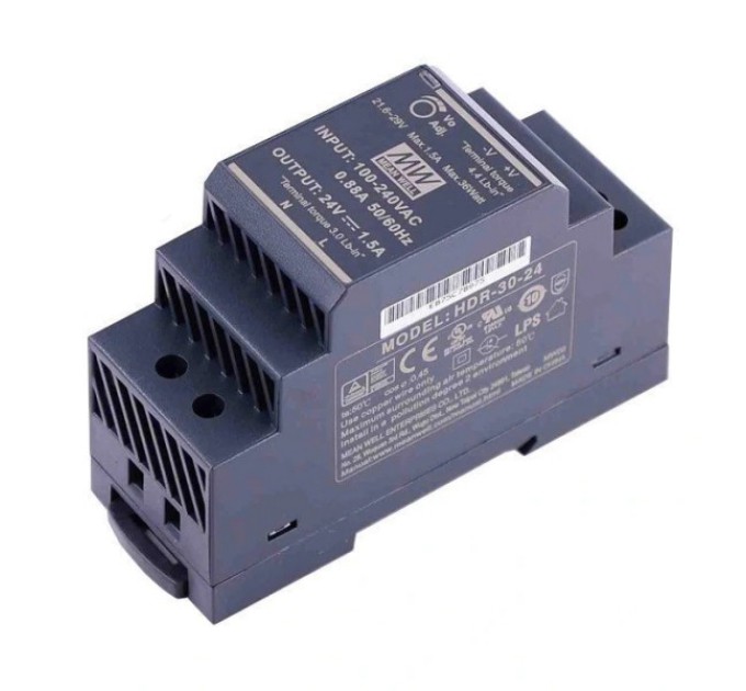 Блок живлення MeanWell Mean Well HDR-30-24 24В 1.5А купити.