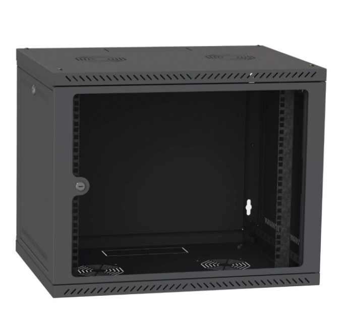 Шафа телекомунікаційна двері скло (чорна) IPCOM 12U 600x450