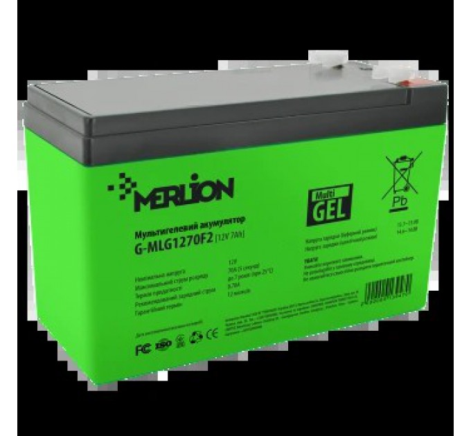 Свинцево-кислотна акумуляторна батарея MERLION G-MLG1270F2 7A•ч 12В мультигель купити.