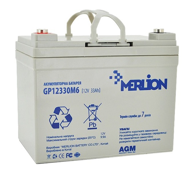 Акумуляторна батарея Merlion MERLION AGM GP12330M6 12 V 33 Ah купити.