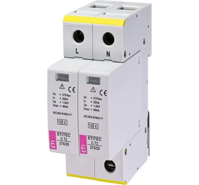 Обмежувач перенапруги ETI TEC C T2 275/20 (2+0) 2p купити.