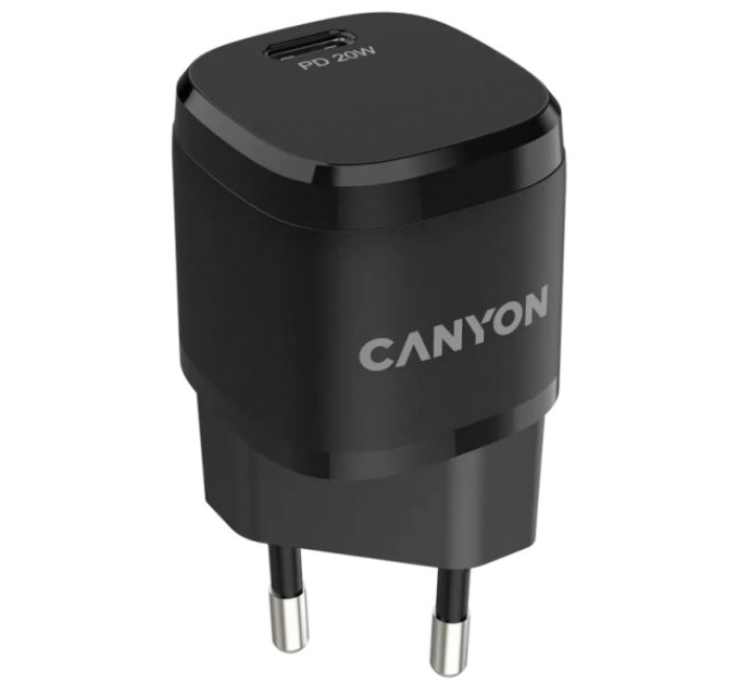 Мережевий зарядний пристрiй Canyon Canyon H-08 black (PD 20W)