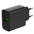 Мережевий зарядний пристрій Gembird TA-UC-PDQC20-01-BK 1 USB-A + 1 Type-C (PD20Вт + QC3.0 18Вт)