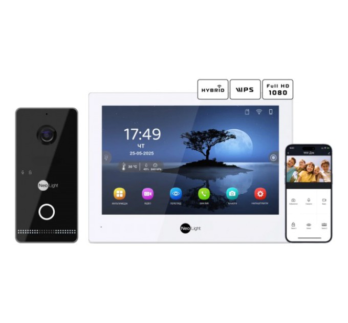 Комплект відеодомофону Neolight ALPHA Hybrid + OPTIMA IPW Black купити.