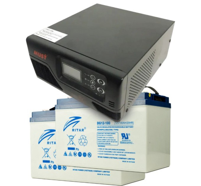 Комплект ДБЖ + АКБ MUST EP20-R1000W + 2x 12V 100Ah DG12-100 купити.