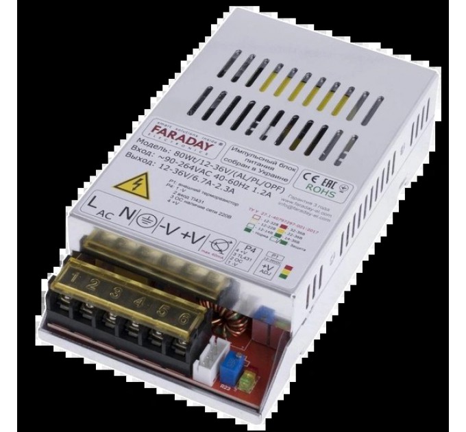 Блок живлення Faraday Electronics 80Wt/12-36V/ALU 11.8-37.5В 6.7-2.7А купити.