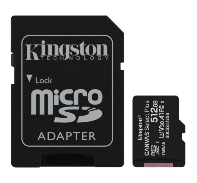 Модуль флеш-пам'яті  Kingston 512GB micSDXC Canvas Select Plus 100R A1 C10 Card + ADP