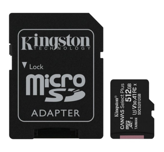 Модуль флеш-пам'яті  Kingston 512GB micSDXC Canvas Select Plus 100R A1 C10 Card + ADP купити.