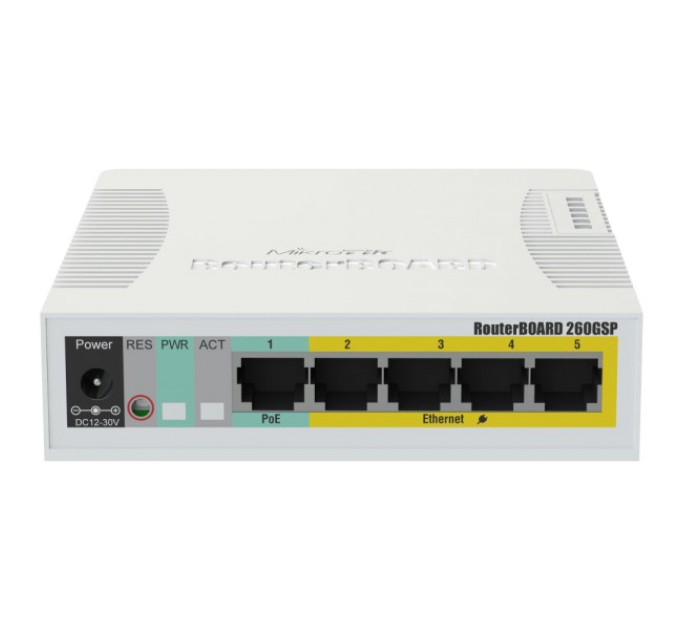 Комутатор 5 портів керований MikroTik RB260GSP (CSS106-1G-4P-1S) PoE купити.