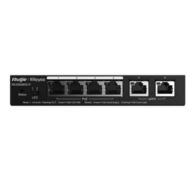 Комутатор 4 порти керований Ruijie Reyee RG-ES206GC-P PoE купити.