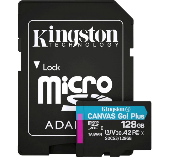 Модуль флеш-пам'яті Kingston 128GB microSDXC A2 U3 V30 + ADP купити.