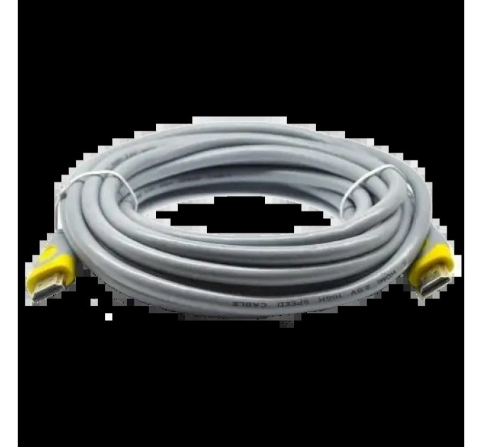 Кабель HDMI-HDMI, круглий Grey, конектор Grey/Yellow  Merlion V-Link High Speed 15.0m, v2,0, OD-8.2mm