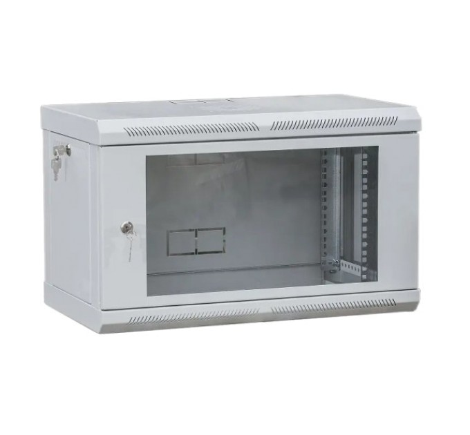 Шафа телекомунікаційна 19", настінна 9U (505х600х600) двері акріл, сіра  VAGO TC купити.
