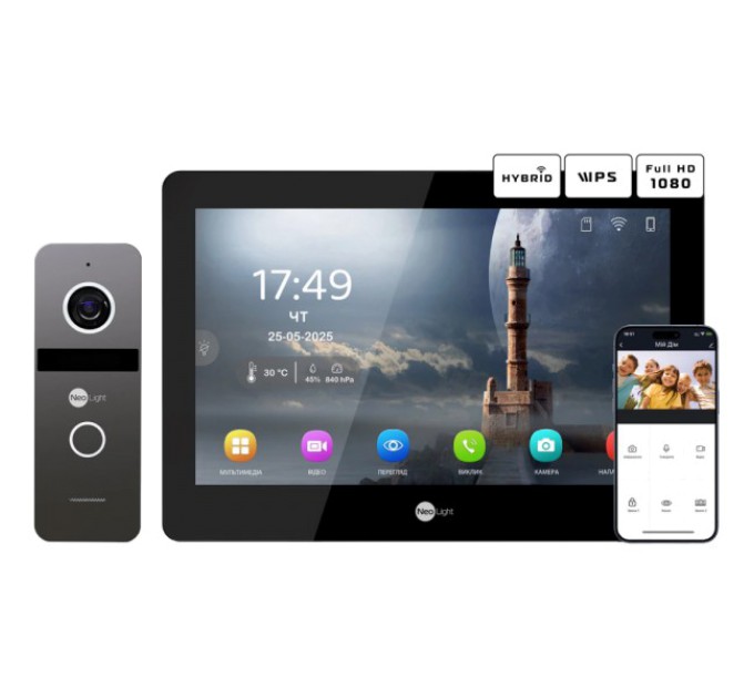 Комплект відеодомофону Neolight MEZZO Hybrid Black + SOLO FHD Graphite купити.