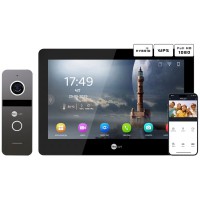 Комплект відеодомофону Neolight MEZZO Hybrid Black + SOLO IPW Graphite с уголком, PoE адаптер для вызовной панели
