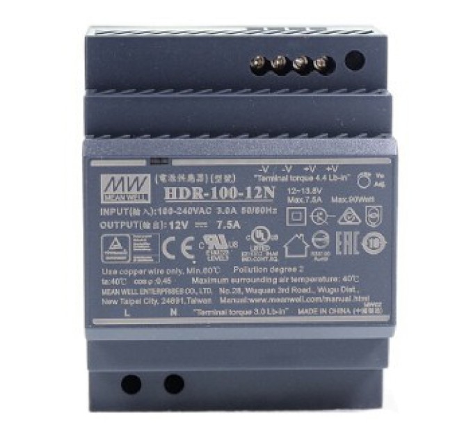 Блок живлення Mean Well HDR-100-12N 12В 7.5А купити.