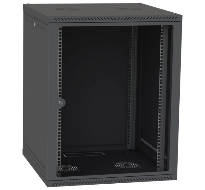 Шафа телекомунікаційна двері скло (чорна) IPCOM 15U 600x600 купити.