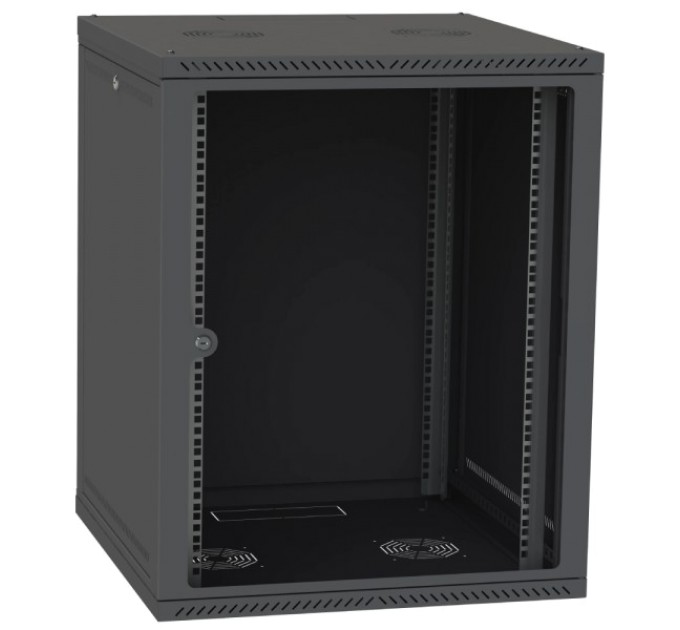 Шафа телекомунікаційна двері скло (чорна) IPCOM СН-18U 600х600 купити.