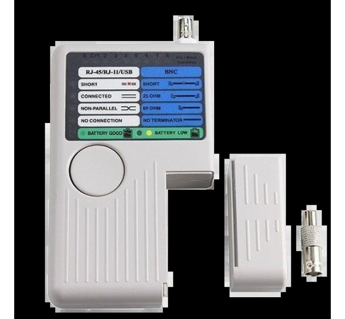 Тестер мережевий RJ-45, RJ-12, USB та BNC