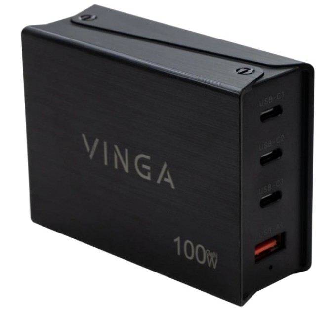 Зарядний пристрій Vinga GaN 100W PD+QC