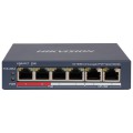 Комутатор 4 порти некерований Hikvision DS-3E0106P-E/M(B) POE купити.
