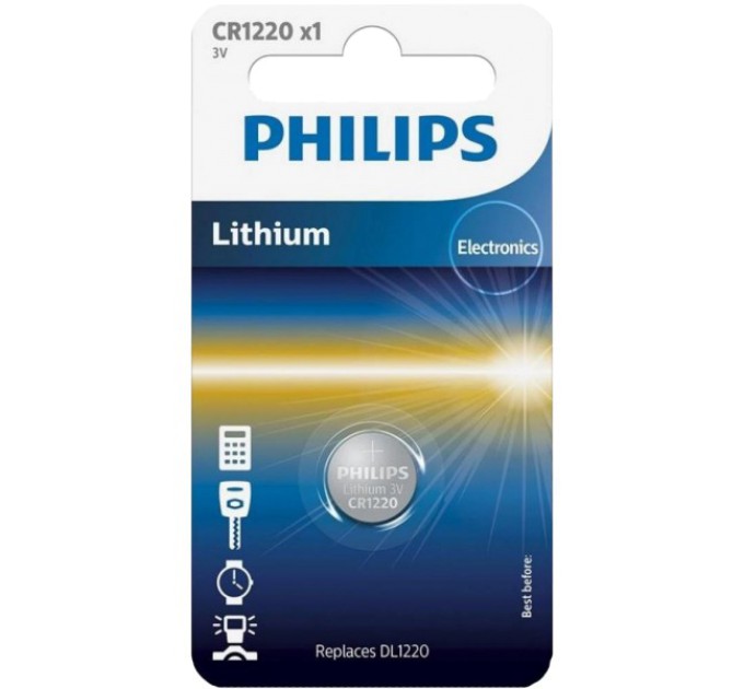 Батарейка літієва блістер, 1 шт Philips CR1220 купити.