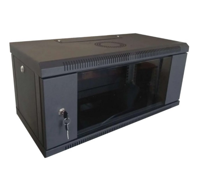 Шафа коммутаційна настінна 6U 600x350 розбірна чорна Hypernet WMNC-35-6U-FLAT-BLACK купити.