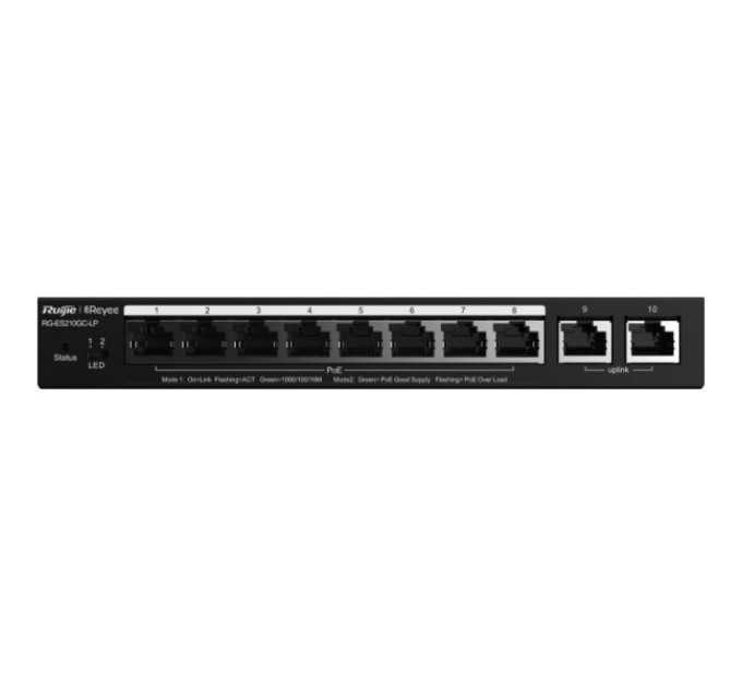 Комутатор 10 портів керований Ruijie Reyee RG-ES210GC-LP PoE купити.