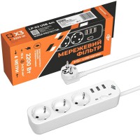 Подовжувач мережевий (фільтр) PREMIUM LP-X3-USB-4
