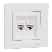 Розетка комп'ютерна подвійна біла Schneider Electric Asfora EPH4400121 RJ45 5e