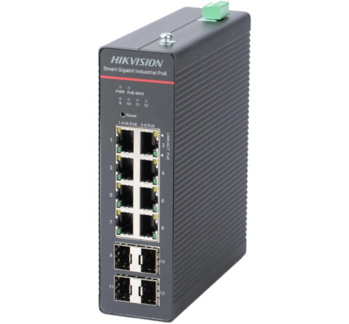 Комутатор 8 портів керований Hikvision DS-3T1512HP-SI-8P4FKIT(240W) купити.