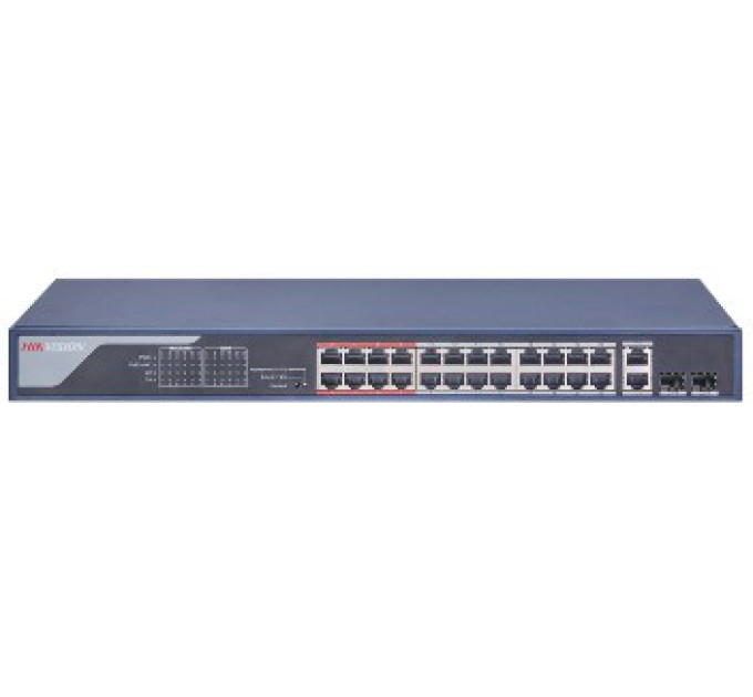 24-портовий некерований POE комутатор Hikvision DS-3E0326P-E(B) купити.