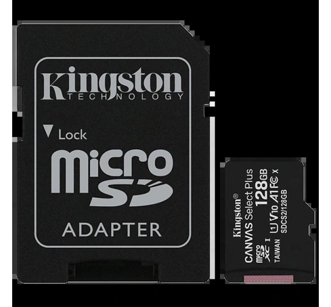 Карта пам’яті  Kingston 128 Гб microSDXC U1 V10 A1 (SDCS2/128GBSP)