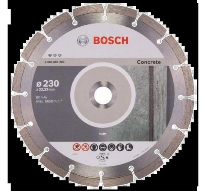 Алмазний відрізний круг по бетону Bosch 230x22.23, 10 шт (2608603243)