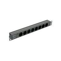 Блок 19" на 8 роз. нім. станд., 10А, з індикат., без шнура, чорний, 1U, Kingda Kingda Kingda KD-GER(16)N1008WKPB19A-C14