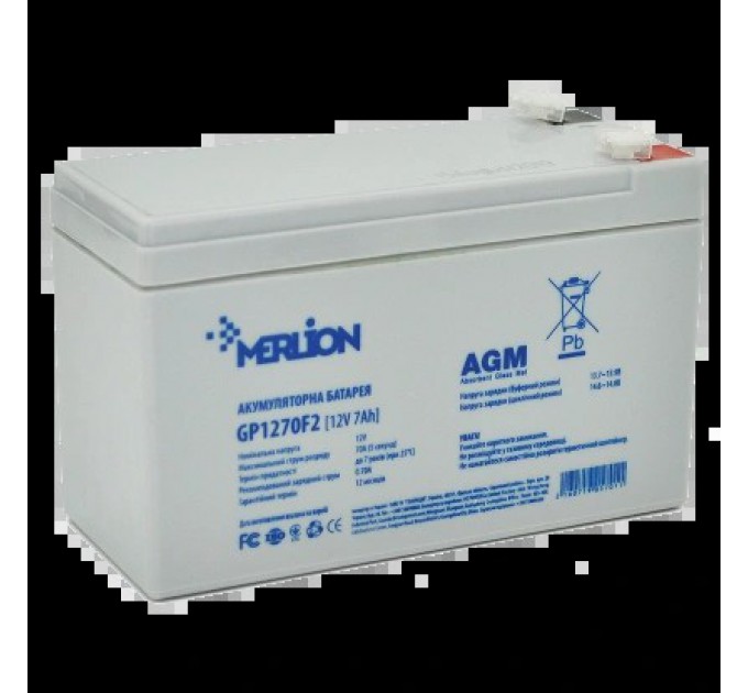 Акумуляторна батарея MERLION AGM GP1270F2 12В 7А•г купити.