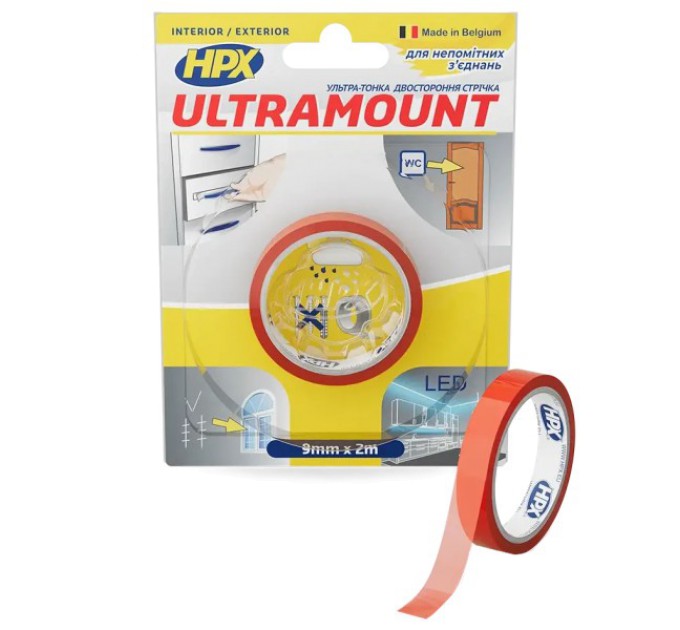 Стрічка двохстороння HPX UM0902 ULTRA MOUNT 9мм х 2м купити.