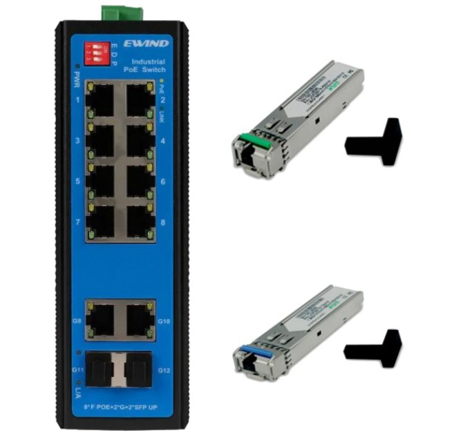 Комплект EW-PIS1712-8FE + SFP-1.25G-20KM-TX/RX