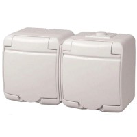 Розетка 2-на з з/к Schuko RHE-2s(біла/біла кришка, IP54) ETI Hermetics 4668019