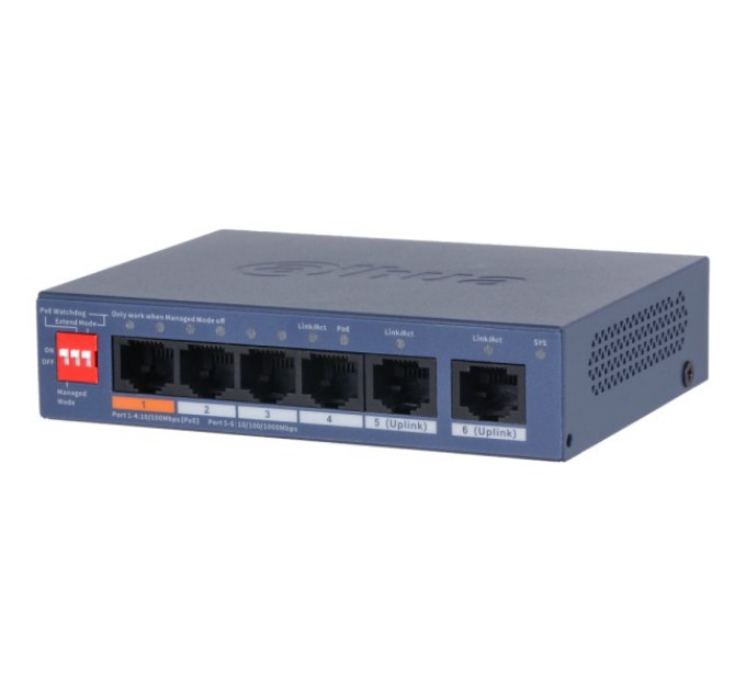 Комутатор 4 порти керований Dahua DH-CS4006-4ET2GT-60 PoE купити.